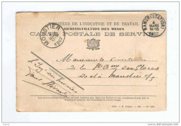 Carte De Service En FRANCHISE Administration Des Mines - NAMUR 1907 Vers Glaceries De MOUSTIER  --  B1/431 - Franquicia