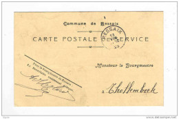 Carte De Service En FRANCHISE Commune De RESSAIX 1925 Vers THOLLEMBEEK - Le Bourgmestre F. Gobiet  --  B1/434 - Portofreiheit