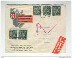 Lettre EXPRES TP Exportations Cachet Télégaphique ESSCHEN TT 1949 - Katholieke Arbeiders Jeugd   --  10/213 - 1948 Esportazione