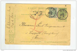 Entier 5 C Armoiries Simple Cercle ORP 1909 Vers France  - Origine Manuscrite ORP LE PETIT    --  10/222 - Briefkaarten 1871-1909
