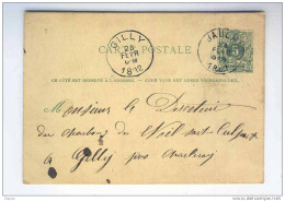 Entier 5 C Chiffre Simple Cercle JAUCHE 1882 Vers GILLY - Origine Manuscrite LONGCHAMPS    --  10/219 - Cartoline 1871-1909
