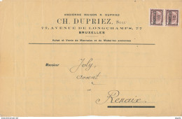244/28 -- PREOS - Paire Armoiries 2 C BRUXELLES 10 S / Devant D' IMPRIME - Typografisch 1906-12 (Wapenschild)