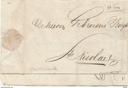715/27 - Lettre HORS POSTE DENDERMONDE 1828 Vers ST NICOLAS - Signé De Zeeuw - 1815-1830 (Holländische Periode)