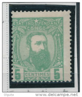 CONGO BELGE Seconde Emission 1887 - 1 TP à 5 Centimes Neuf , VARIETE Trait Reliant TA De Etat --  C2/770 - 1884-1894