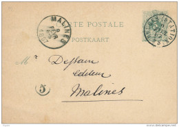 Entier Type Lion Couché DC BRUGES Station 1887 - Verso Cachet Librairie Beyaert-Storie  -- 735/22 - Cartes Postales 1871-1909