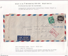 DDW803 - APRES-GUERRE 40/45 - Lettre AVION TP Lion V IXELLES 1945 Vers USA - Petit OAT Encadré - Briefe U. Dokumente