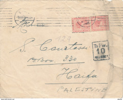 DDW 023-- EGYPT De La Rue 1914 - Franked Cover CAIRO 1922 To HAIFA Palestine - Due Marking TO PAY 10 Mills - 1915-1921 Protettorato Britannico