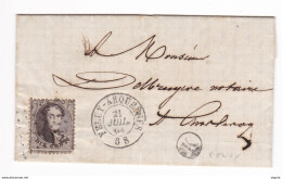 780/29 -- Lettre Avec Contenu TP 14  Points 124 FELUY ARQUENNES 1864 - Boite Rurale K De FELUY - Notaire Dumortier - Landpost (Ruralpost)