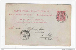 Entier Postal TP 46 Simple Cercle FARCIENNES 1889 Vers LILLE - Cachet Privé Charbonnages Du PETIT-TRY  --  B4/605A - Tarjetas 1871-1909