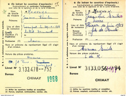 348/28  --   2 X Carte De Caisse D'Epargne Postale / Postspaarkaskaart CHIMAY 1960/1962 - Folletos De La Oficina De Correos