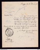 DDZ 679 - BRUGGE 1916 - Document Des Travaux Publics - Signatures Et Cachet Marinekorps Hafenbau + Enveloppe Récup. - Armée Allemande