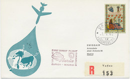 LIECHTENSTEIN 1962 Minnesänger Konrad Von Altstätten 1 Fr. Selt. EF A. Kab.-R-Erstflug, Selt. Mitläuferpost Der IBERIA - Lettres & Documents