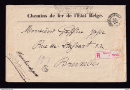 DDZ 319 - Chemins De Fer De L' Etat - RARE - Enveloppe Recommandée En Franchise ( 2 TTB Cachets) BRUXELLES 1885 - Autres & Non Classés