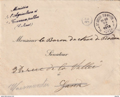 DDX 569 - Enveloppe En FRANCHISE - ST JOSSE TEN NOODE 1913 - Griffe Ministère De L'Agriculture ... ( Cabinet) + Verso - Zonder Portkosten