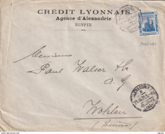 DDX 524 -- EGYPT PERFINS - Cover Franked ALEXANDRIA 1920 To Suisse - PERFIN Stamp C.L.A. Crédit Lyonnais Alexandrie - 1915-1921 Protectorat Britannique