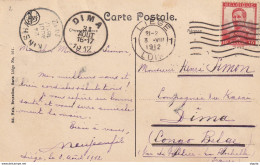 DDX 513 - INCOMING MAIL - Carte-Vue TP Pellens LIEGE 1912 Vers DIMA Via KINSHASA Congo Belge - Par LA PALLICE France - Briefe U. Dokumente