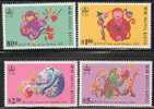 1992 HONG KONG Year Of The Monkey 4v STAMP - Chinese New Year