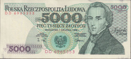 POLAND 1988 5000zl Banknote DD 6965353 Uncirculated - Pologne
