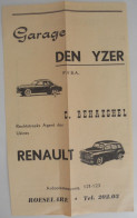 Flyer ROESELARE Jaren '50 Fancy-Fair - Tassche / Garage DEN YZER C. Behaeghel RENAULT - Pubblicitari