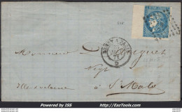 FRANCE N°45B EN BDF SUR LETTRE AMBULANT DE NUIT BP BREST A PARIS DU 28/05/1871 - 1870 Bordeaux Printing