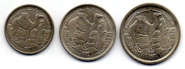 SAHARAUI - Set Of Three Coins 1, 2, 5 Pesetas, Copper-Nickel, Year 1992, KM # 14, 15, 16 - Western Sahara