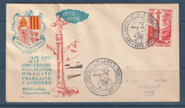 Andorre - Premier Jour FDC - 25eme Anniversaire De La Création De La Poste Française D'Andorre - 1956 - Brieven En Documenten