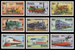 Mongolei 1979 - Mi-Nr. Mi.Nr. 1234-1242 ** - MNH - Lokomotiven / Locomotives - Mongolie