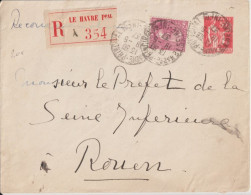 1937 - ENV. ENTIER PAIX RECOMMANDEE ! De HAVRE => ROUEN - Buste Postali E Su Commissione Privata TSC (ante 1995)