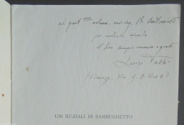 Usi Nuziali Di Sambughetto Valle Strona Con Autografo Luigi Fassò Di Borgosesia - Histoire, Biographie, Philosophie