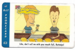 DTI U.K., Beavis & Butt-Head, Prepaid Phone Card, PROBABLY FAKE, # Dti-1 - BD