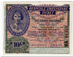 IRELAND,HOSPITAL SWEEPSTAKES LOTTERY TICKET,1939, DUBLIN - Irlande