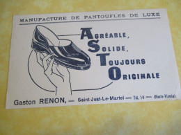 Manufacture De Pantoufles De Luxe/ ASTO/ Gaston Renon, Saint-Just-le-Martel/Haute-Vienne/Vers 1950-1960   BUV681 - Schuhe