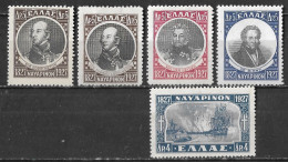 GREECE Centenary Of Navarino Naval Battle With Admirals 5 Values From The Set Vl. 439 / 443 MH - Nuevos