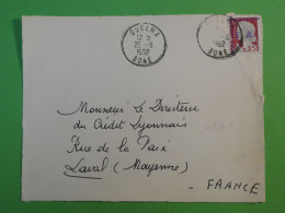 DF11 ALGERIE E.A    LETTRE DEVANT 1962  BONE  A  LAVAL    FRANCE + +EA SURCHARGE  BLEUE.  DECARIS S ++ - Briefe U. Dokumente