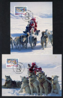 GREENLAND (1997) Carte S Maximum Card S - Christmas, Santa Claus Sled Pulled By Huskies, Dogs, Chiens, Père Noël - Cartas Máxima