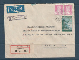 Turquie - Taahhütlü En Recommandé Pour Paris En 1950 - Storia Postale