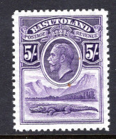 Basutoland 1933 KGV Crocodile & Mountains - 5/- Violet HM (SG 9) - 1933-1964 Colonia Britannica