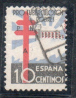 SPAIN ESPAÑA SPAGNA 1938 POSTAL TAX STAMPS 10c USED USATO OBLITERE' - Fiscali-postali