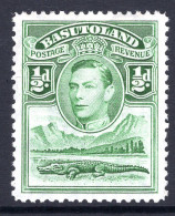 Basutoland 1938 KGVI Crocodile & Mountains - ½d Green HM (SG 18) - 1933-1964 Kolonie Van De Kroon