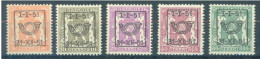 BELGIUM - I-I-1951 31-XII-1951 - MVLH/* - STAATSWAPPEN PETIT SCEAU DE L'ETAT -  COB PRE609-613 - Lot 25928 - Tipo 1936-51 (Sigillo Piccolo)