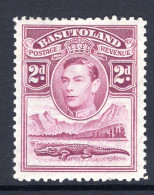 Basutoland 1938 KGVI Crocodile & Mountains - 2d Bright Purple HM (SG 21) - 1933-1964 Kolonie Van De Kroon