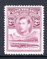 Basutoland 1938 KGVI Crocodile & Mountains - 2d Bright Purple HM (SG 21) - 1933-1964 Colonia Britannica