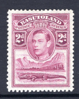 Basutoland 1938 KGVI Crocodile & Mountains - 2d Bright Purple HM (SG 21) - 1933-1964 Colonia Britannica
