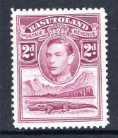 Basutoland 1938 KGVI Crocodile & Mountains - 2d Bright Purple HM (SG 21) - 1933-1964 Colonie Britannique