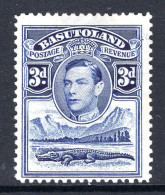 Basutoland 1938 KGVI Crocodile & Mountains - 3d Bright Blue HM (SG 22) - 1933-1964 Kronenkolonie