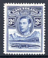 Basutoland 1938 KGVI Crocodile & Mountains - 3d Bright Blue HM (SG 22) - 1933-1964 Colonia Británica