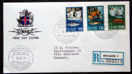 Iceland 1971 Fischindustrie    Minr.457-459   Registered Letter To Denmark FDC  (2003 ) - FDC