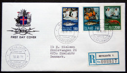 Iceland 1971 Fischindustrie    Minr.457-459   Registered Letter To Denmark FDC  (6128 ) - FDC