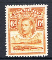 Basutoland 1938 KGVI Crocodile & Mountains - 6d Orange-yellow HM (SG 24) - 1933-1964 Kolonie Van De Kroon