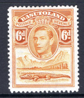 Basutoland 1938 KGVI Crocodile & Mountains - 6d Orange-yellow HM (SG 24) - 1933-1964 Kolonie Van De Kroon